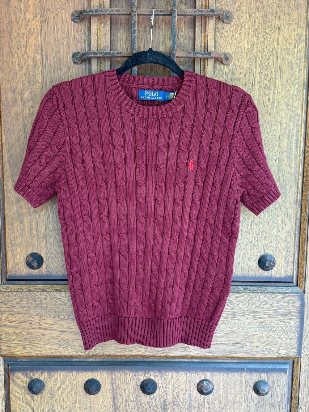 Polo by Ralph Lauren Women's Cable Knit Crewneck Sweater Burgundy Size XS, S, M